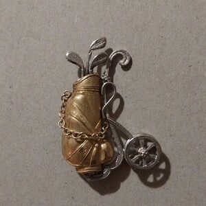 Creed 12 Kt. Gold Filled and Silver Golf Caddy Brooch